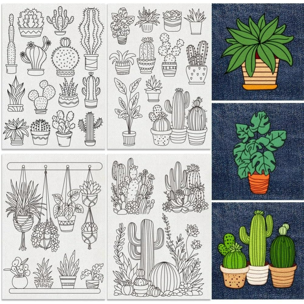 30Pcs Bonsai Cactus Embroidery - Embroidery Cloth のレビューと価格