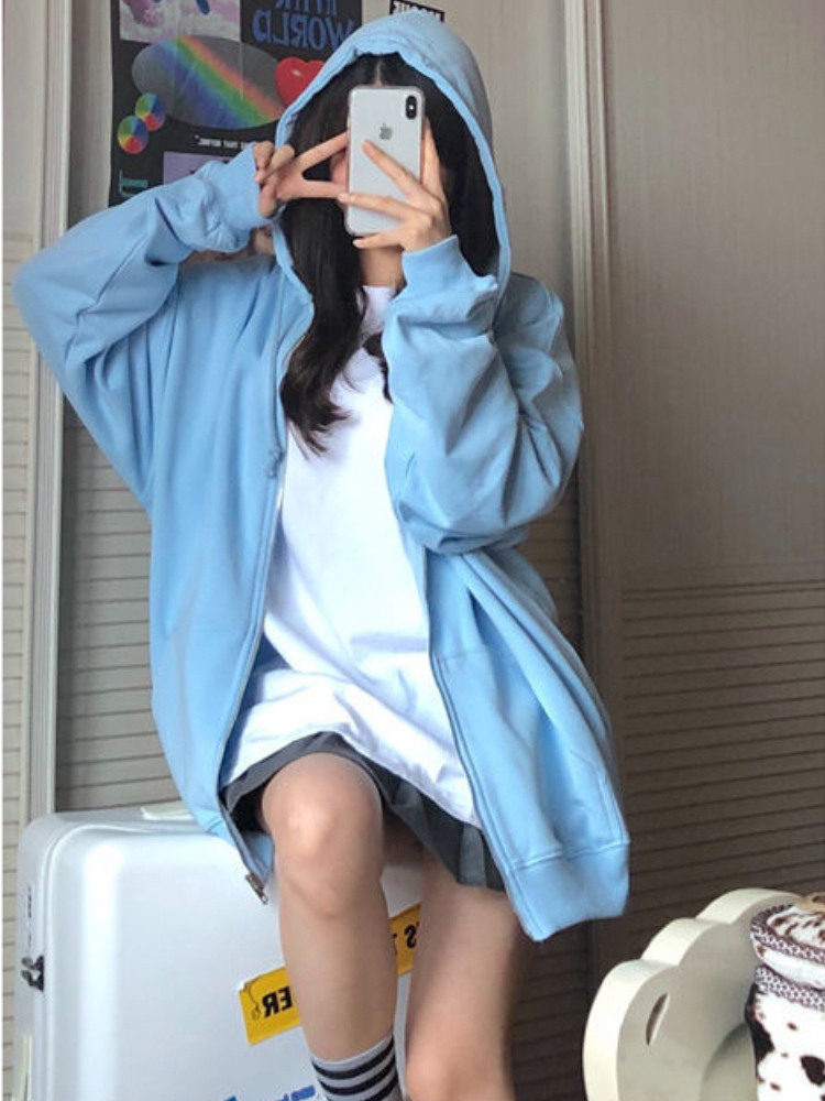 Oversized Hooded Sweatshirts K - Embroidery Zip Up Hoodie のレビューと価格