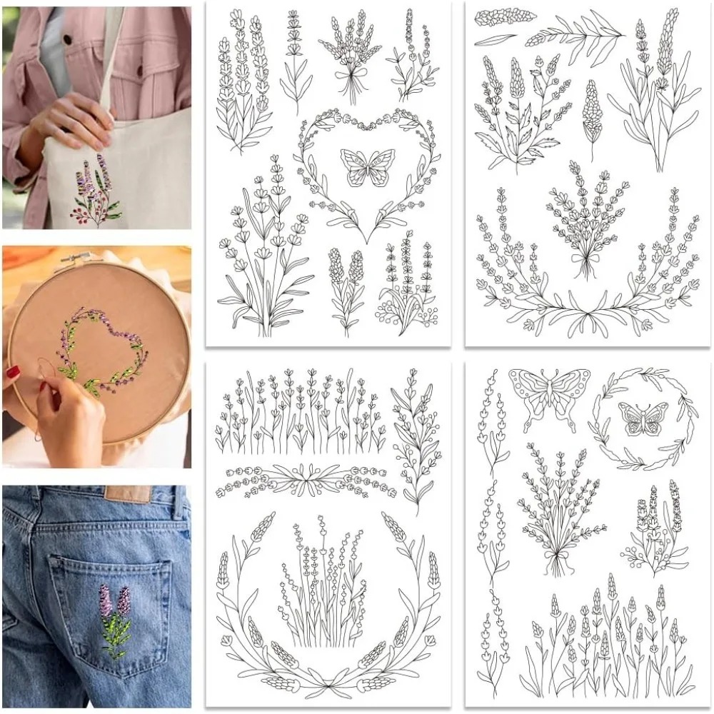 4 Sheets Lavender Flower Butte - Embroidery Cloth のレビューと価格