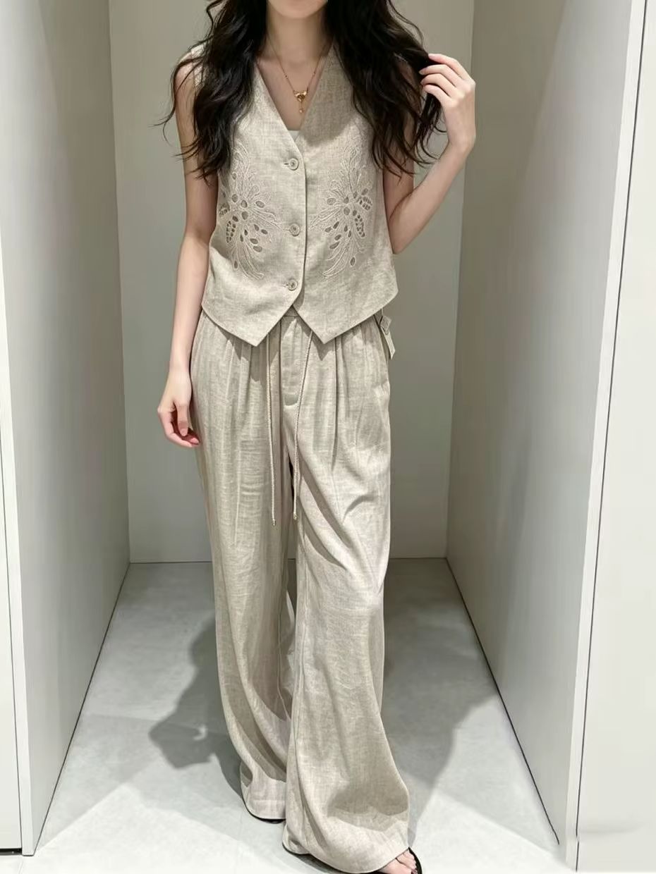 Elegant linen embroidered slee - Embroidery Vest のレビューと価格