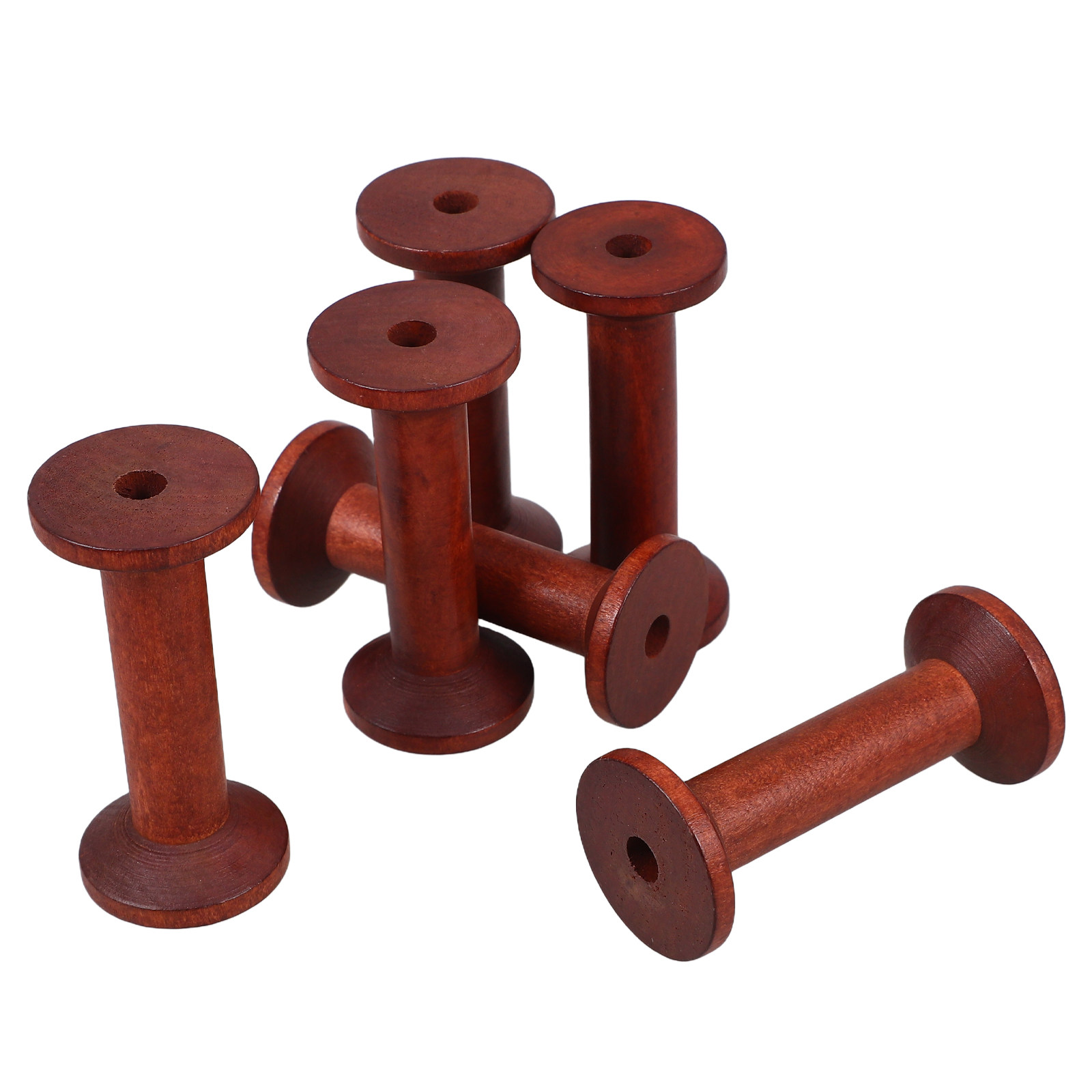 6Pcs Smooth Wood Thread Spools - Embroidery Thread Yarn のレビューと価格