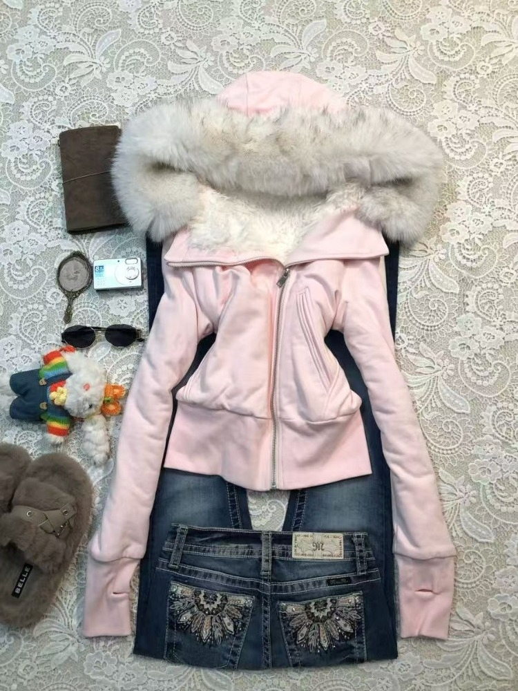Aesthetic Vintage Slim Hooded - Embroidery Zip Up Hoodie のレビューと価格