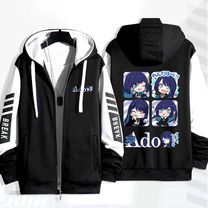 Hip Hop Singer Ado Cartoon Pri - Embroidery Zip Up Hoodie のレビューと価格