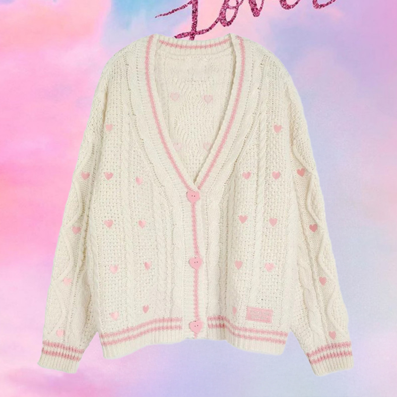 Lover Cardigan with Pink Heart - Embroidery Thread Yarn のレビューと価格