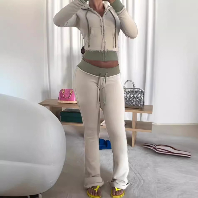 2 Two Piece Lounge Set Women C - Embroidery Zip Up Hoodie のレビューと価格