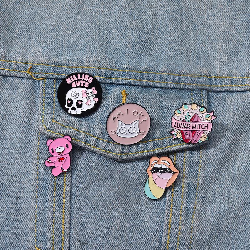 Pink Punk Enamel Pins Custom W - Embroidery Gothic のレビューと価格