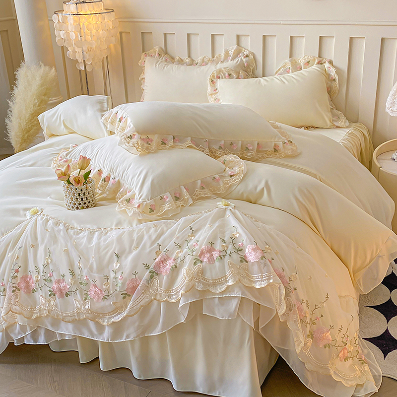 Lace Style Duvet Cover with Pi - Embroidery Quilt Cover のレビューと価格