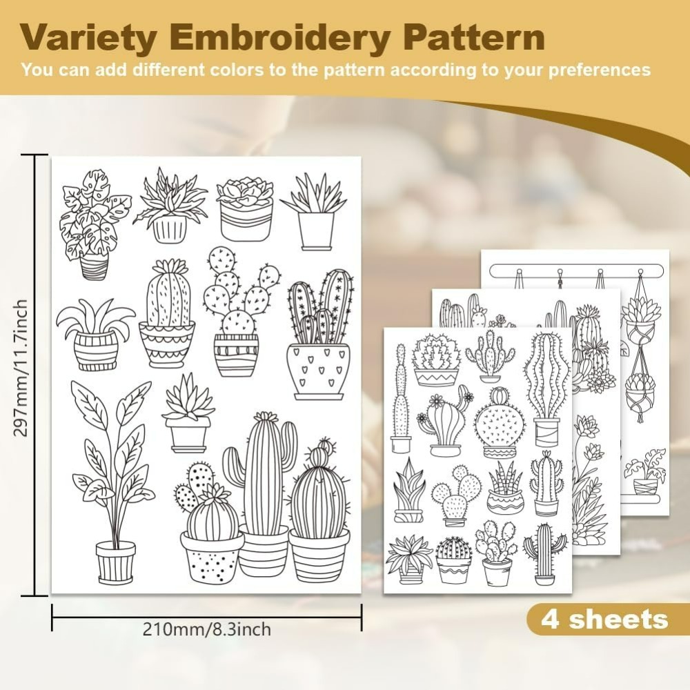 30Pcs Bonsai Cactus Embroidery - Embroidery Cloth のレビューと価格