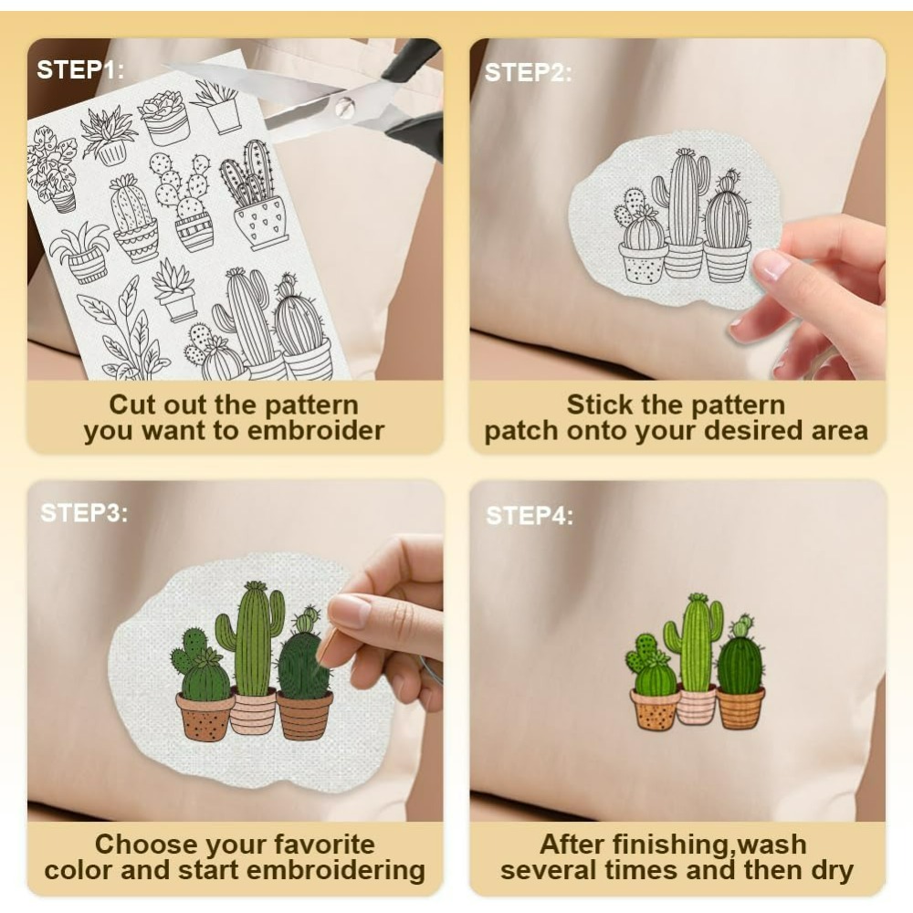 30Pcs Bonsai Cactus Embroidery - Embroidery Cloth のレビューと価格