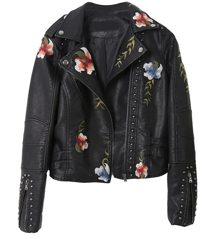 Floral Embroidery Faux Soft Le - Embroidery On Leather のレビューと価格