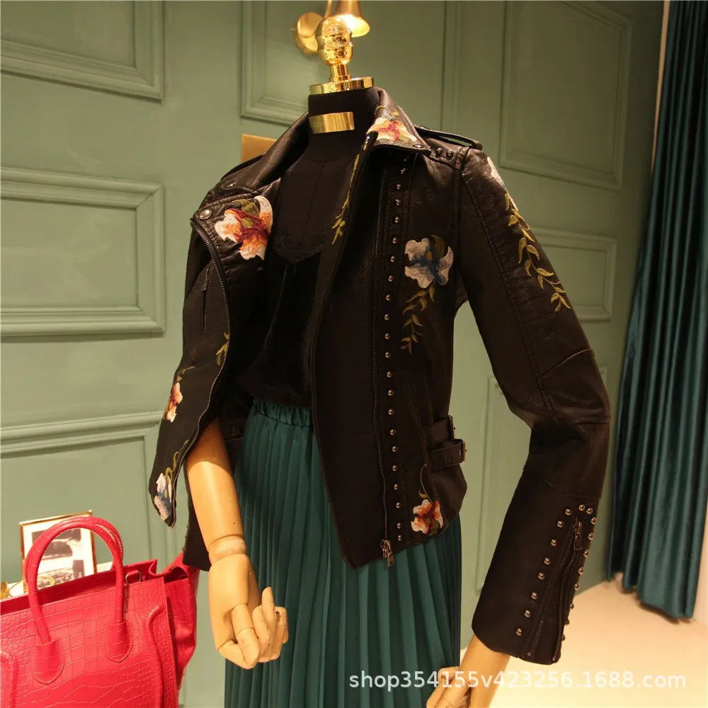 Floral Embroidery Faux Soft Le - Embroidery On Leather のレビューと価格