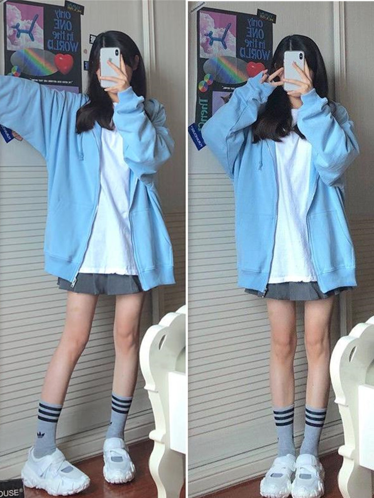 Oversized Hooded Sweatshirts K - Embroidery Zip Up Hoodie のレビューと価格