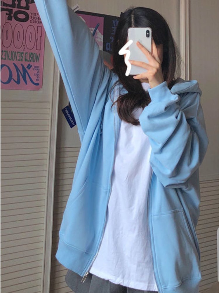 Oversized Hooded Sweatshirts K - Embroidery Zip Up Hoodie のレビューと価格