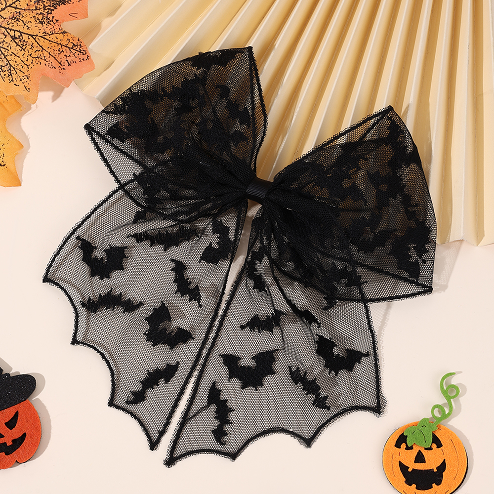 Halloween Bat Bow Hair Clips B - Embroidery Gothic のレビューと価格