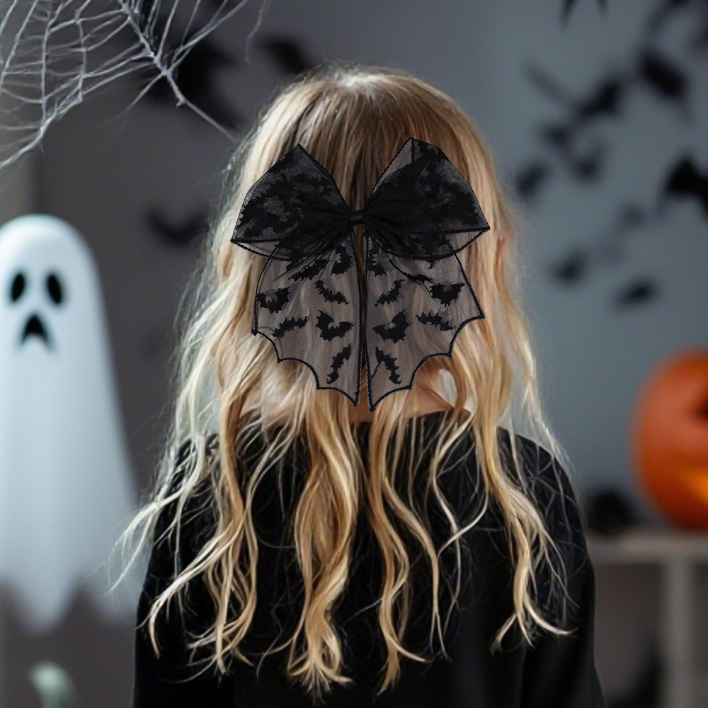 Halloween Bat Bow Hair Clips B - Embroidery Gothic のレビューと価格