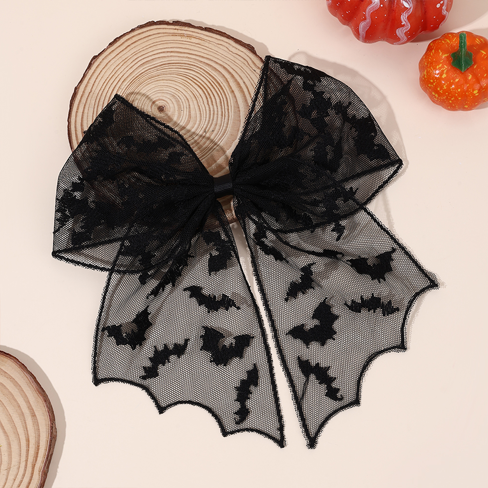 Halloween Bat Bow Hair Clips B - Embroidery Gothic のレビューと価格