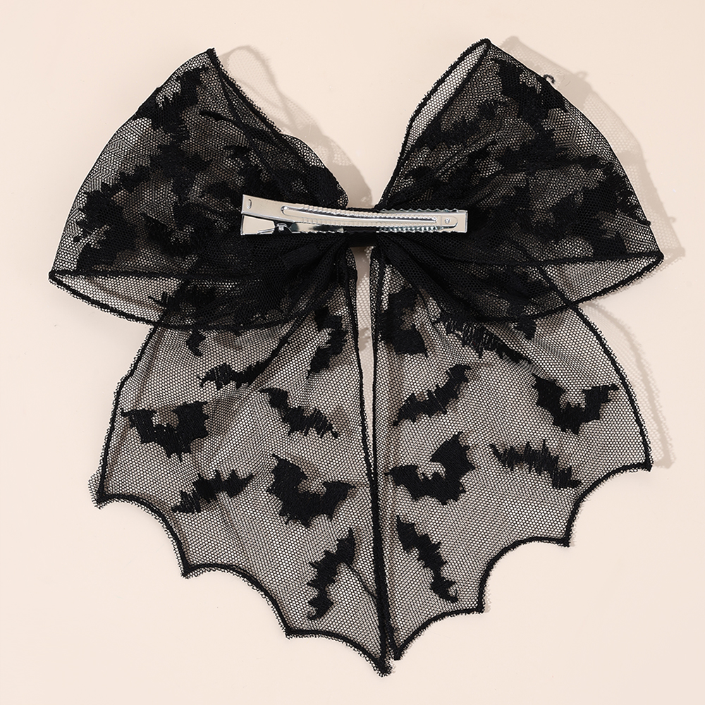 Halloween Bat Bow Hair Clips B - Embroidery Gothic のレビューと価格