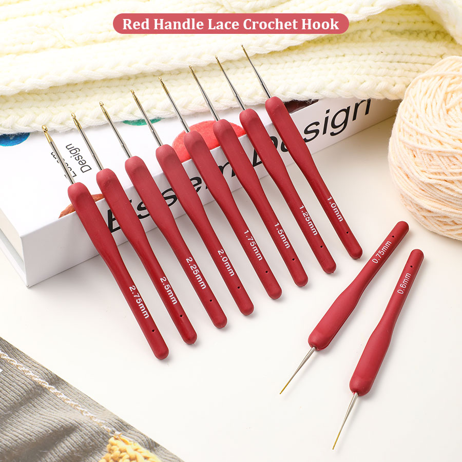 10pcs Red Crochet Set Kit Sili - Embroidery Needle のレビューと価格