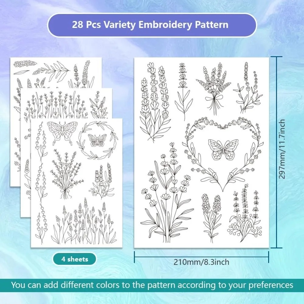 4 Sheets Lavender Flower Butte - Embroidery Cloth のレビューと価格