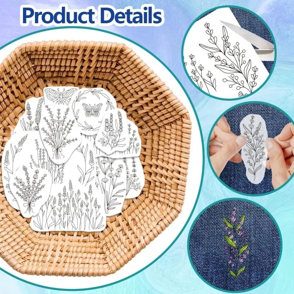 4 Sheets Lavender Flower Butte - Embroidery Cloth のレビューと価格