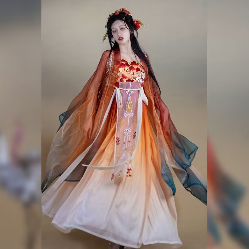 Chinese Hanfu Dress Women Carn - Embroidery Gradient のレビューと価格