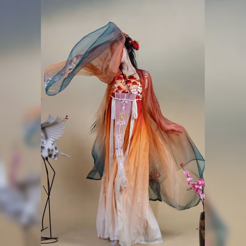 Chinese Hanfu Dress Women Carn - Embroidery Gradient のレビューと価格