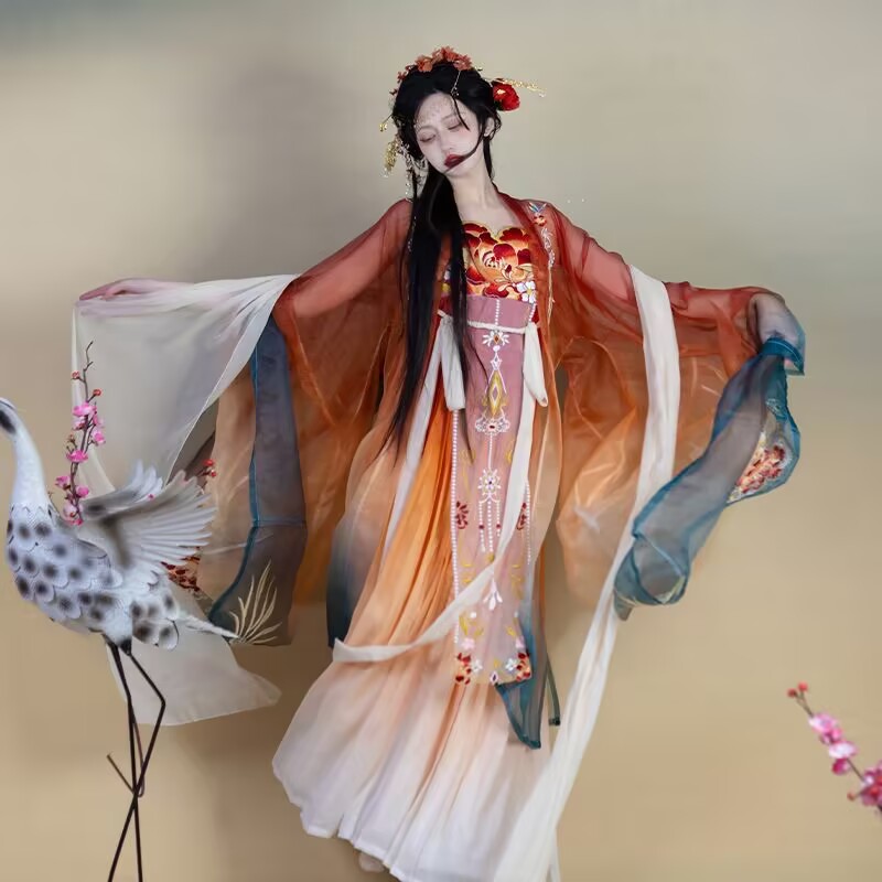 Chinese Hanfu Dress Women Carn - Embroidery Gradient のレビューと価格