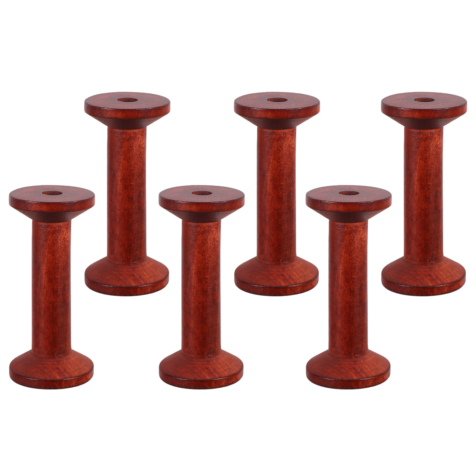 6Pcs Smooth Wood Thread Spools - Embroidery Thread Yarn のレビューと価格