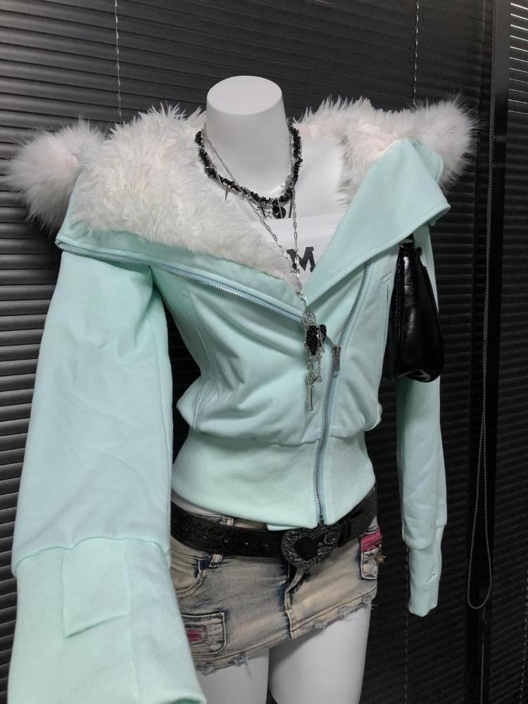 Aesthetic Vintage Slim Hooded  - Embroidery Zip Up Hoodie のレビューと価格