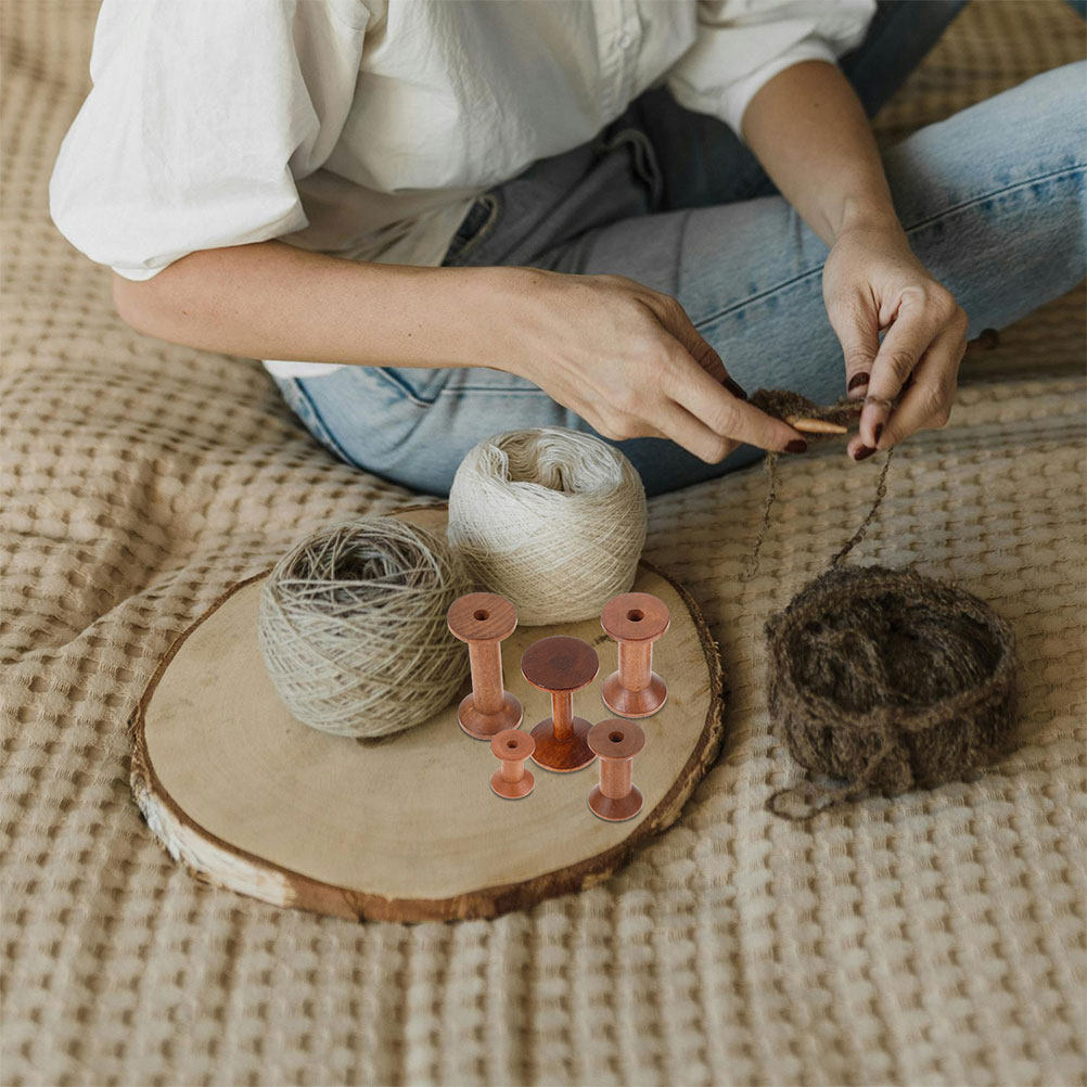 7Pcs Wooden Bobbins Set Space  - Embroidery Thread Yarn のレビューと価格