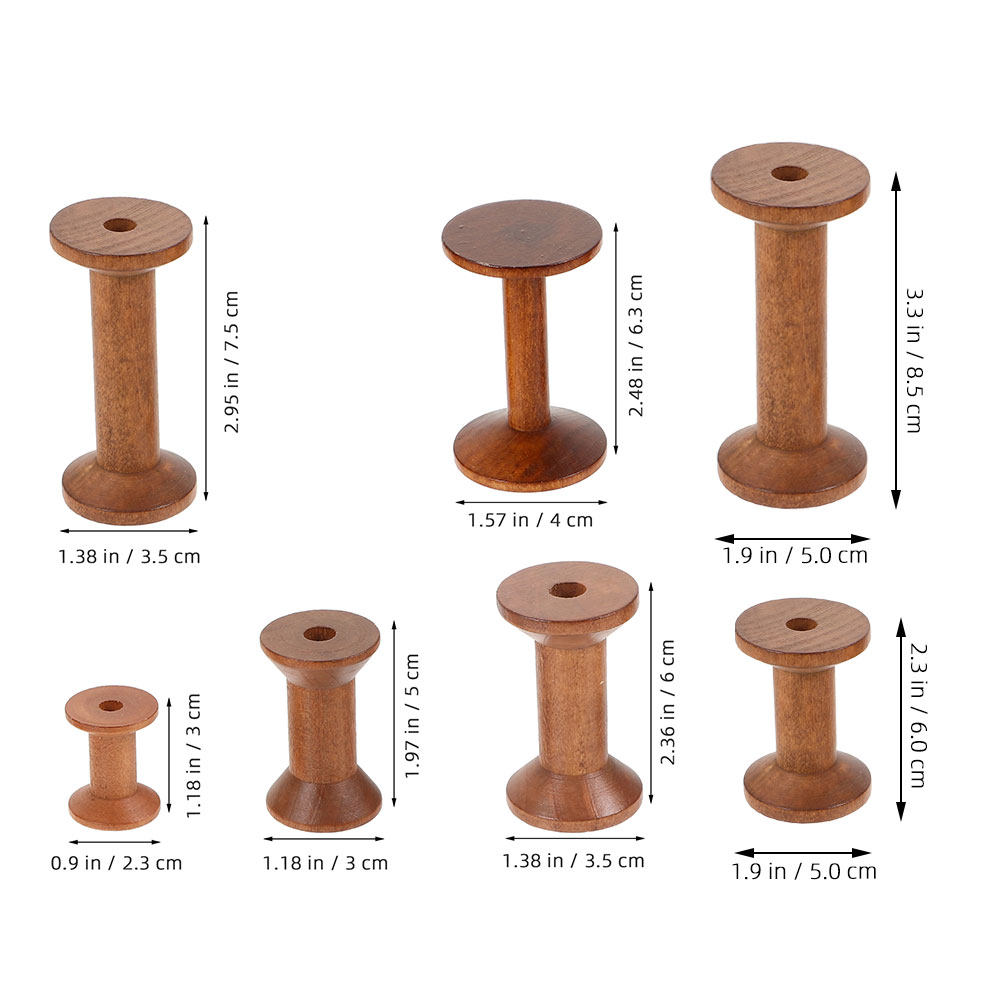 7Pcs Wooden Bobbins Set Space  - Embroidery Thread Yarn のレビューと価格