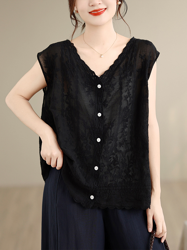 Summer New Heavy Embroidery Ve - Embroidery Vest のレビューと価格