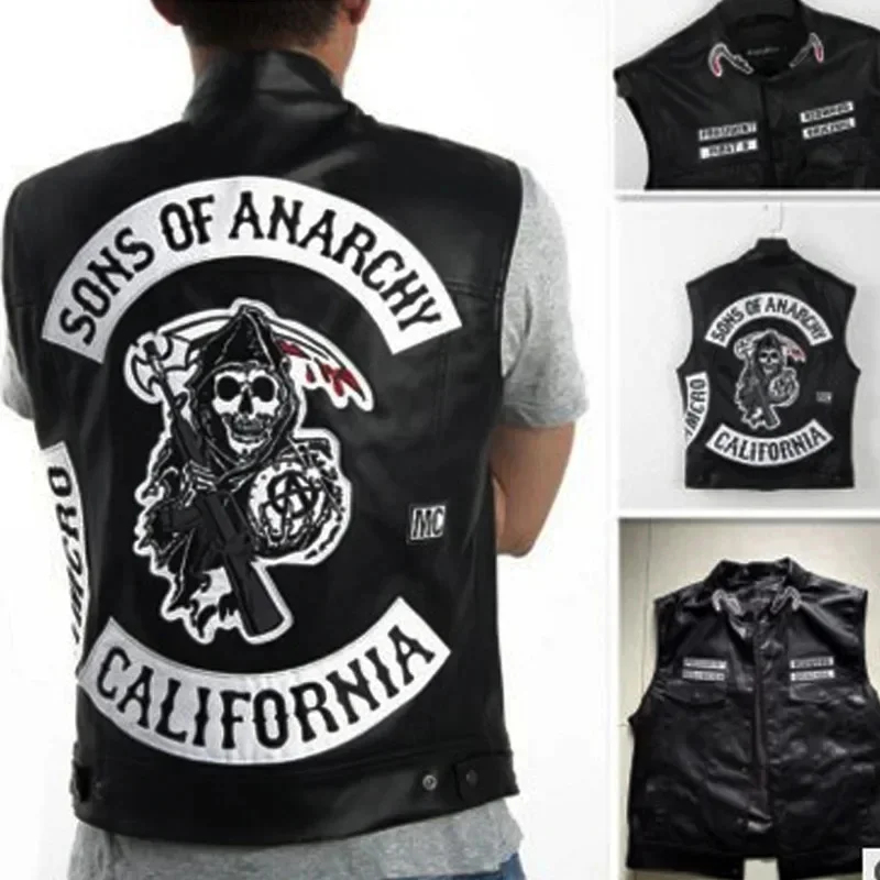ABC123Leather Men Motorcycle C - Embroidery Vest のレビューと価格