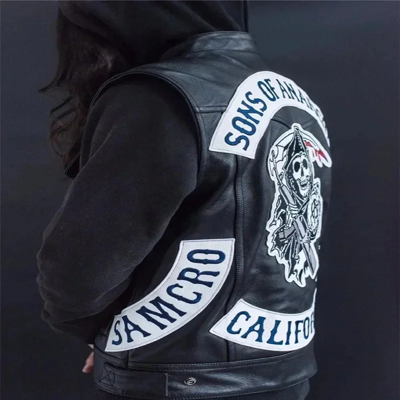 ABC123Leather Men Motorcycle C - Embroidery Vest のレビューと価格