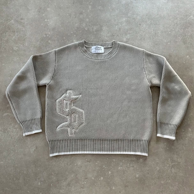 Harajuku Casual gold Sweaters  - Embroidery Gothic のレビューと価格