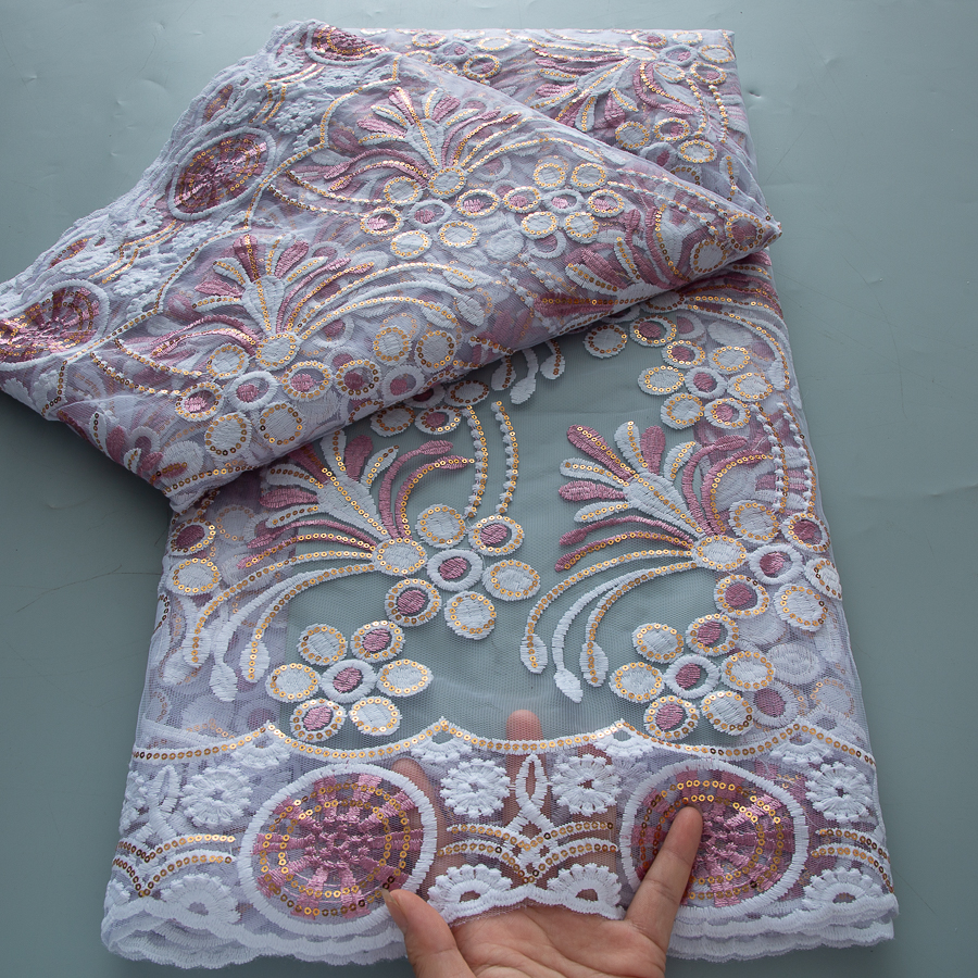 Blue African Lace Fabric 2025  - Embroidery Gradient のレビューと価格