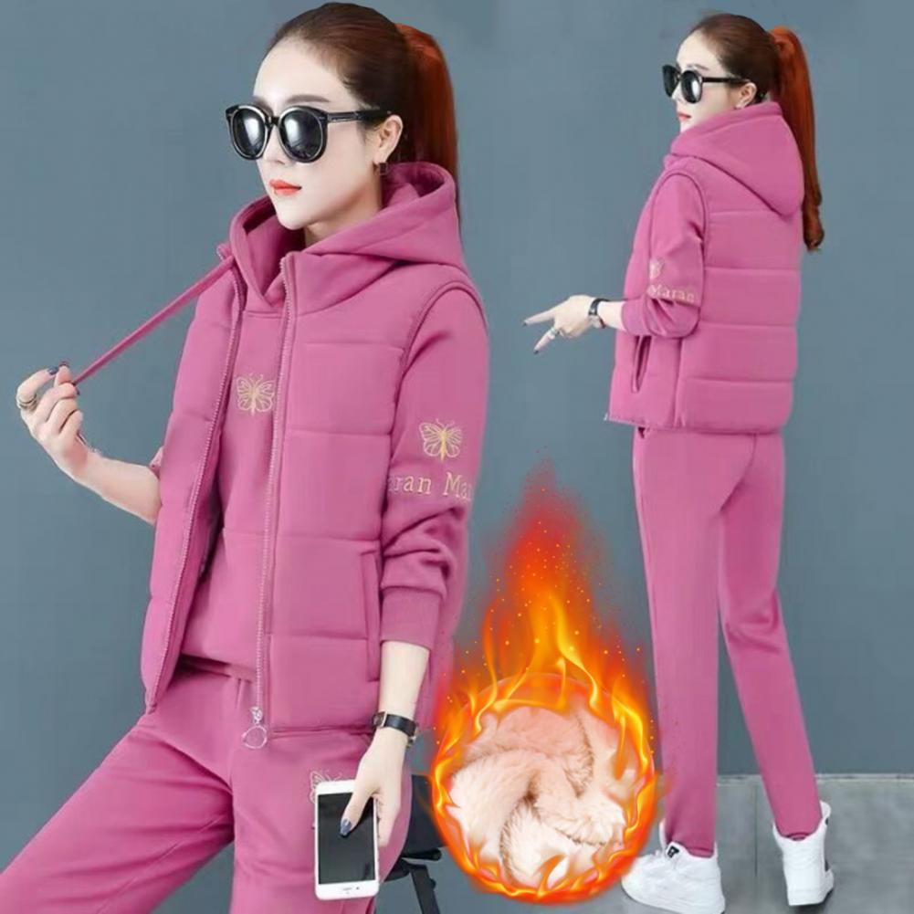 2026 3 Pcs/Set Women Waistcoat - Embroidery Zip Up Hoodie のレビューと価格