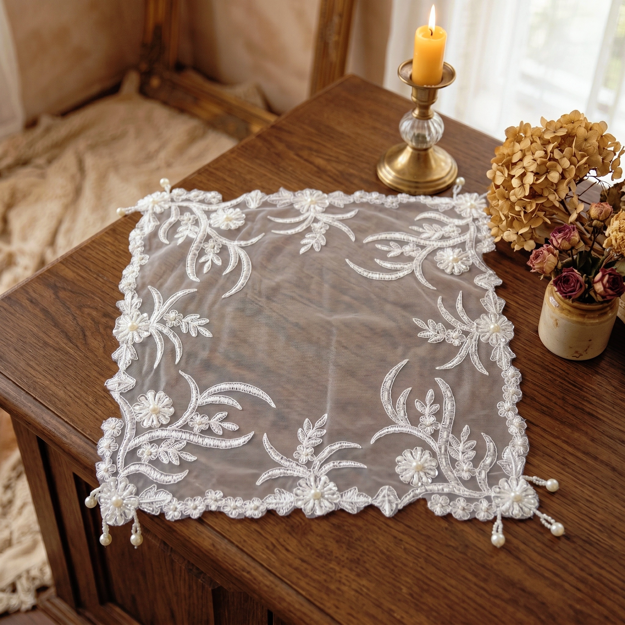 Set Of 4pcs Elegant Embroidery - Embroidery Cloth のレビューと価格