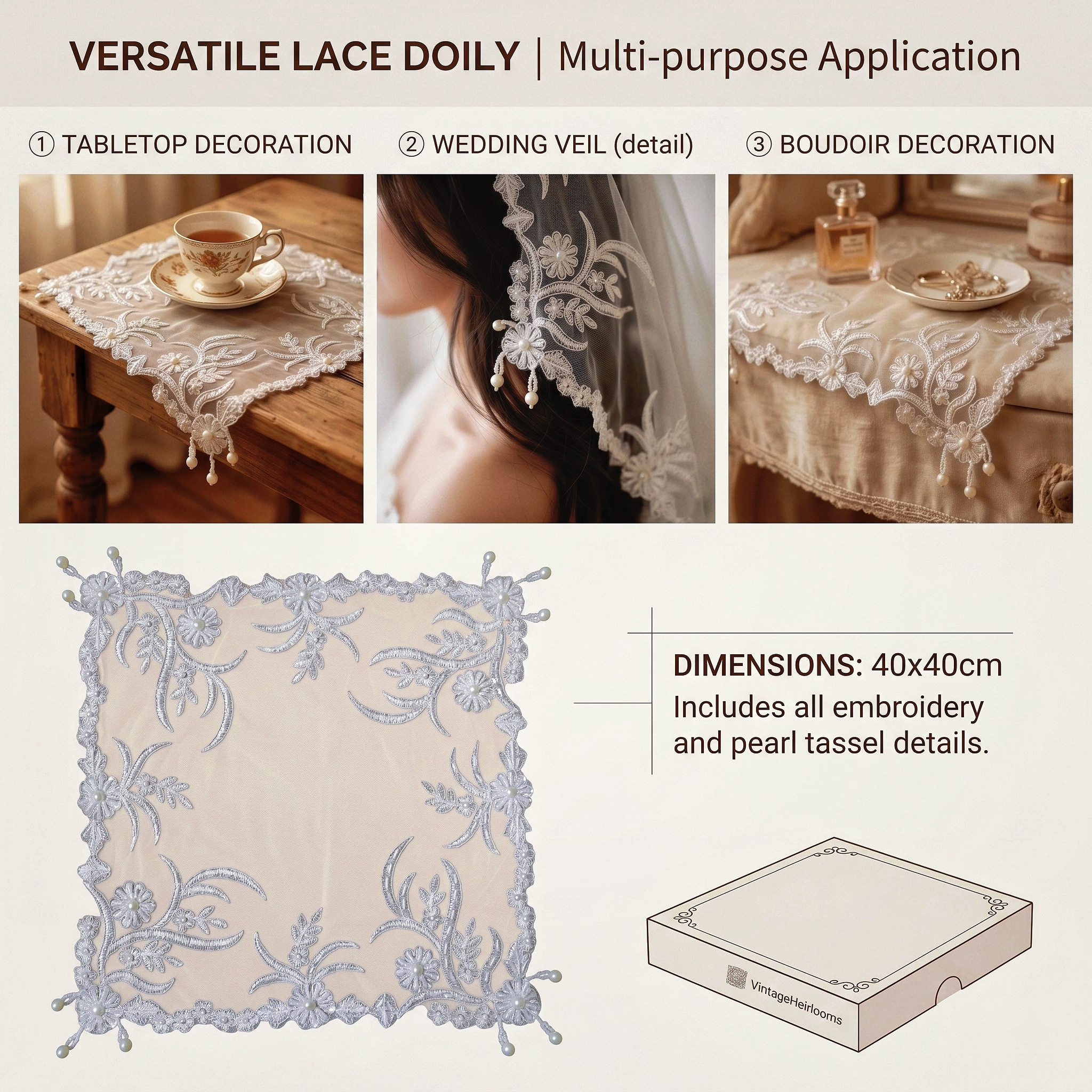 Set Of 4pcs Elegant Embroidery - Embroidery Cloth のレビューと価格
