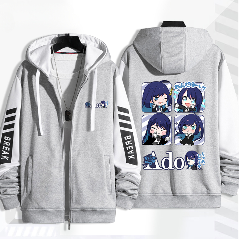 Hip Hop Singer Ado Cartoon Pri - Embroidery Zip Up Hoodie のレビューと価格