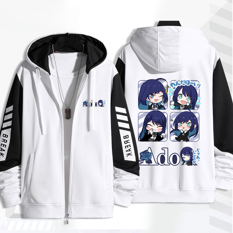Hip Hop Singer Ado Cartoon Pri - Embroidery Zip Up Hoodie のレビューと価格