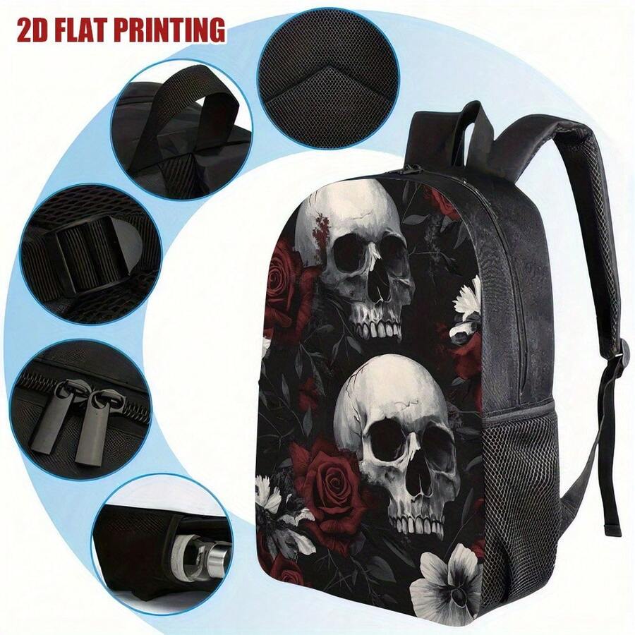 Gothic Skull Floral Backpack B - Embroidery Gothic のレビューと価格
