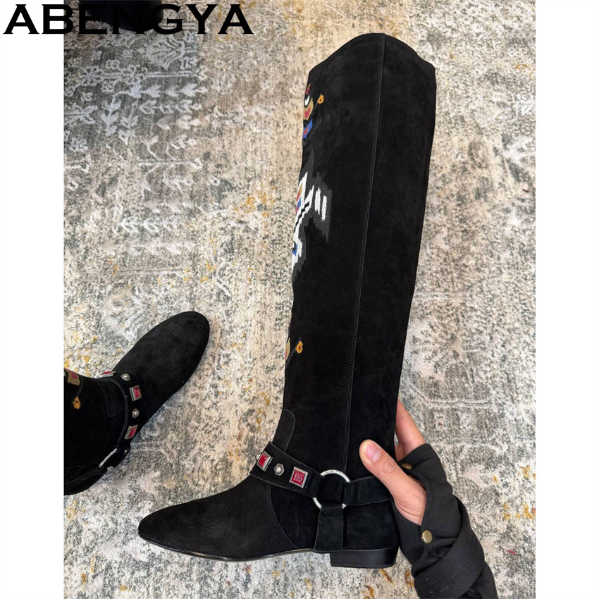 ABENGYA 2026 Winter New Knee H - Embroidery On Leather のレビューと価格