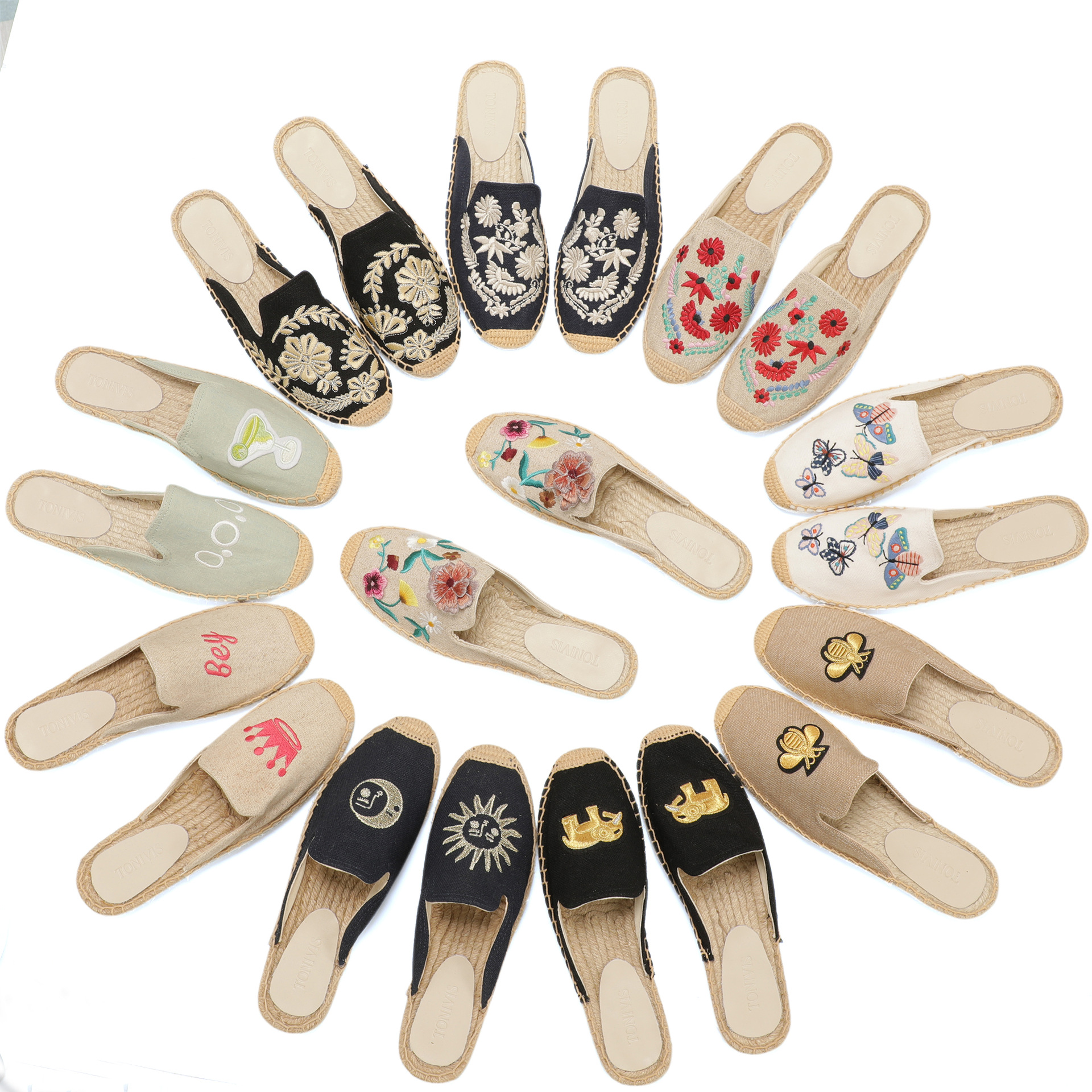 Women Floral Embroidered Espad - Embroidery On Leather のレビューと価格