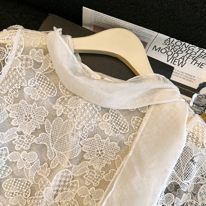 Elegant Lace Shirt Hollow out  - Embroidery Unique Design のレビューと価格