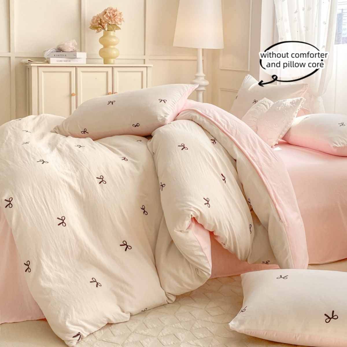 3 Piece Sheet Set  pink bowkno - Embroidery Quilt Cover のレビューと価格