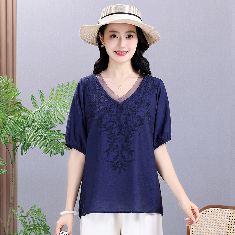 Summer Elastic Tee Shirt Solid - Embroidery Cloth のレビューと価格
