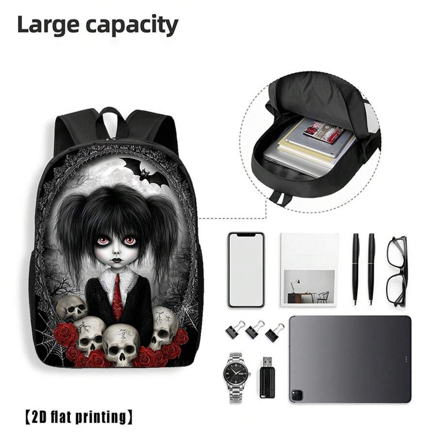 Gothic Skull And Rose Print Ba - Embroidery Gothic のレビューと価格