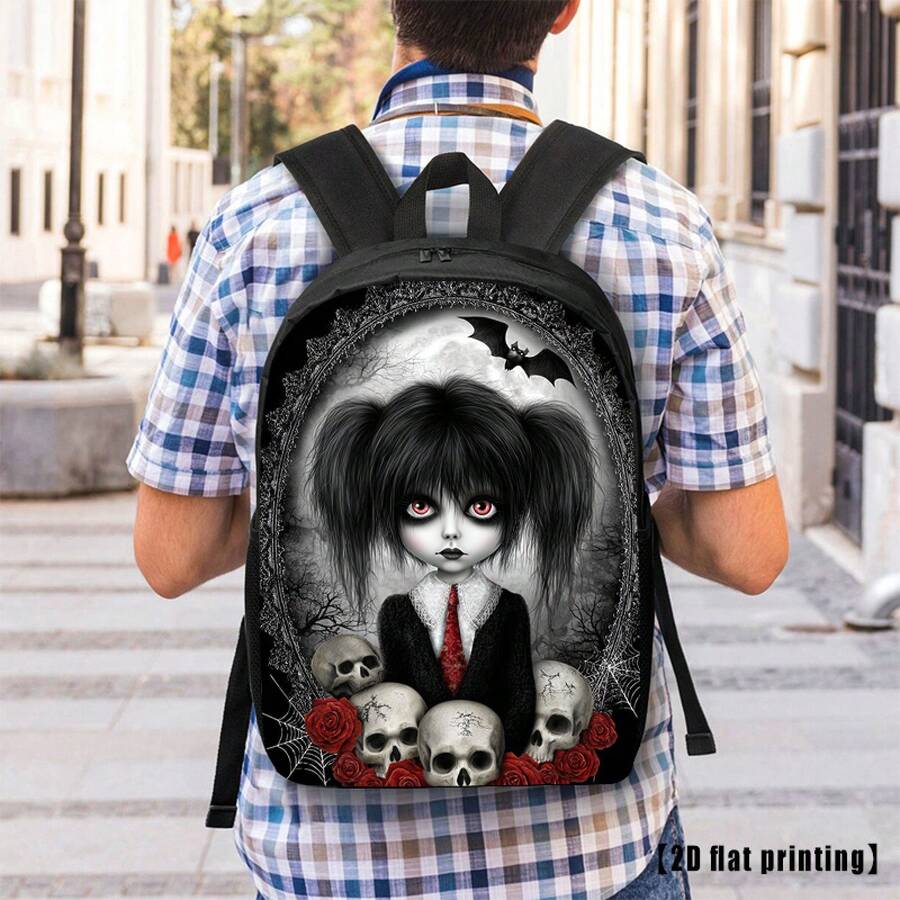 Gothic Skull And Rose Print Ba - Embroidery Gothic のレビューと価格