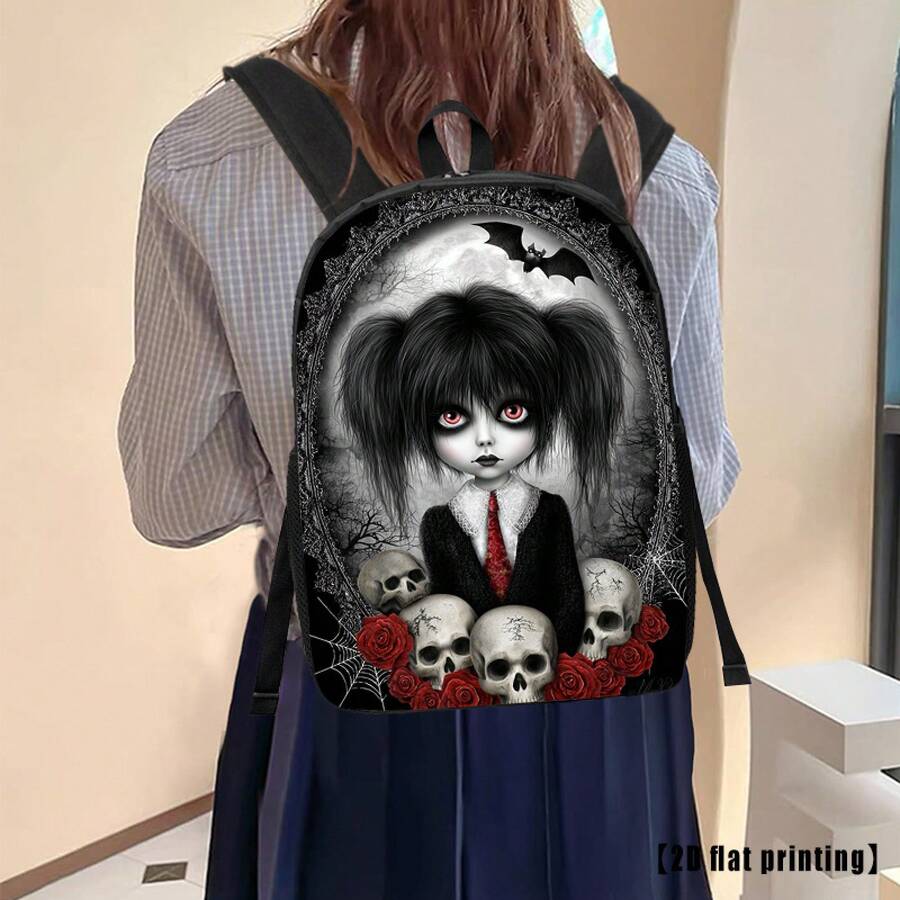 Gothic Skull And Rose Print Ba - Embroidery Gothic のレビューと価格